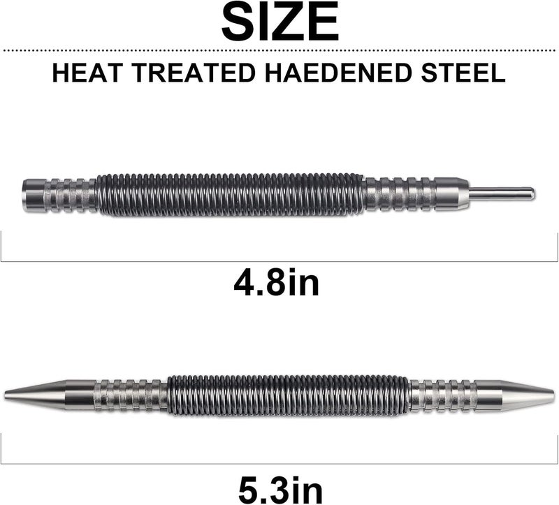 Pimio Spring Nail Set Dual Head Nail Setter Nail Punch with Door Pin Removal Tool Set Spring Hinge Pin Tool, 1/32”x1/16" Nail Setter and Hinge Pin Punch - Image 2